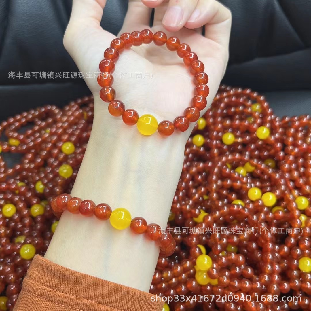 Natural Red Agate Bracelet South Red Bracelet with Yellow Agate Summer Fashion Original Design Live Welfare