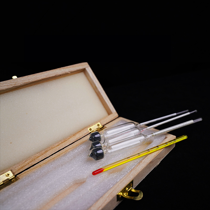 Supply small wooden box precision alcohol meter three groups alcohol meter liquor concentration measuring instrument