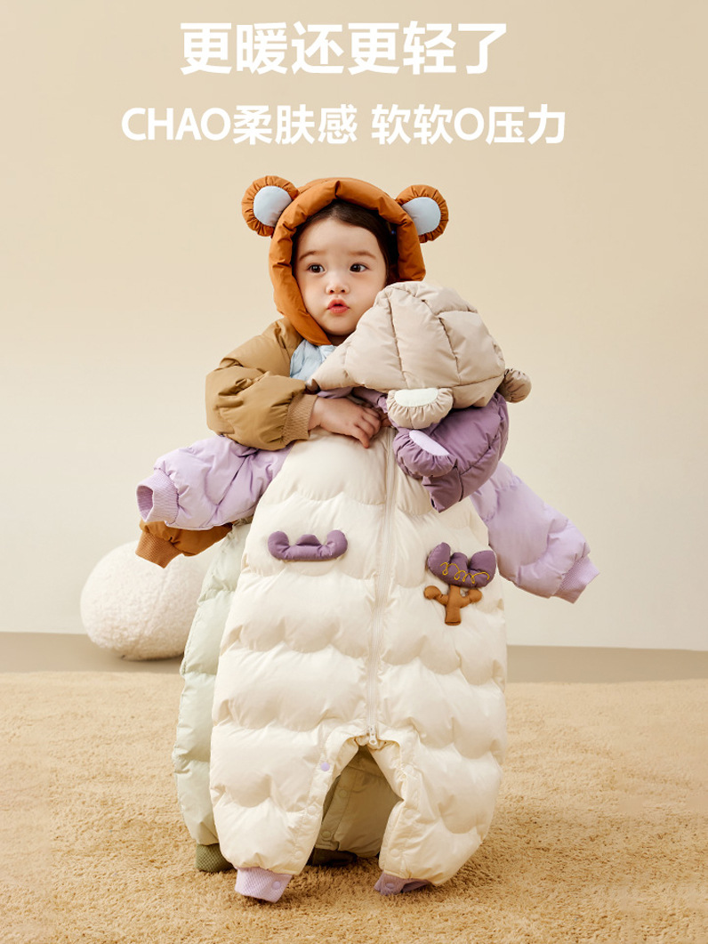 Wholesale Children's Clothing 2025 Baby down Jacket Jumpsuit Autumn and Winter Unisex Stylish White Duck down Outdoor Crawling Suit