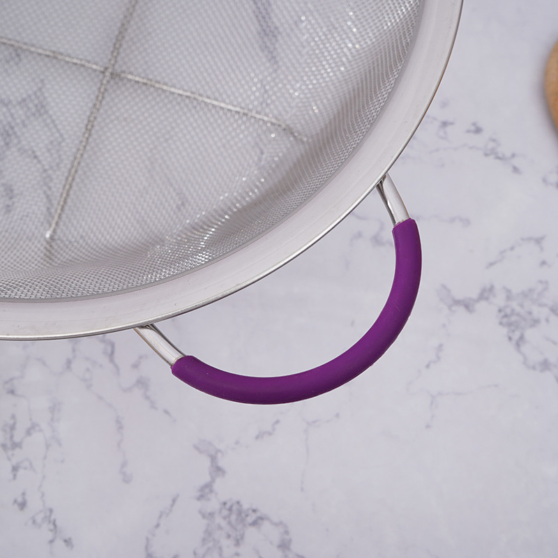 New round multi-use stainless steel drain basket fruit filter basket wide-brimmed hollow binaural rice sieve cross-border supply