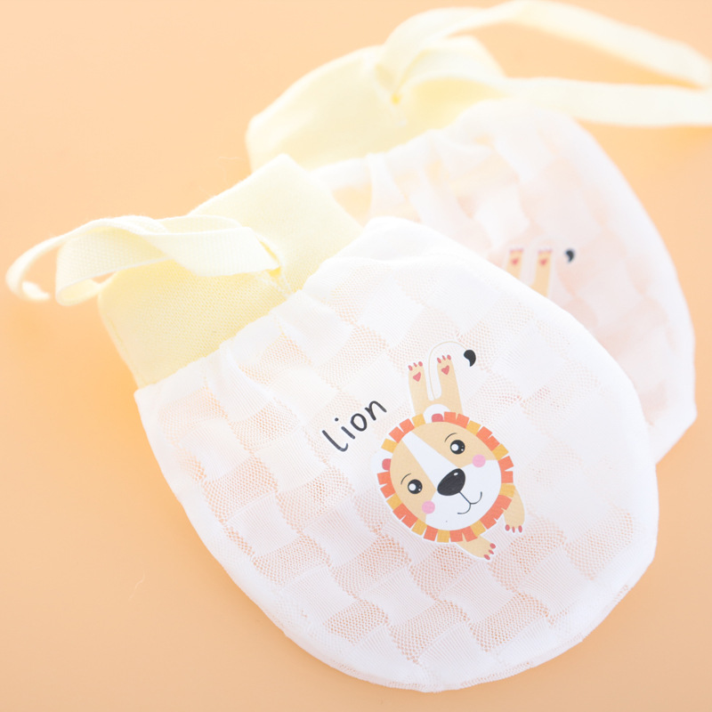 Baby Anti-scratch Ice Silk Gloves Drawstring Lace-up Baby Adjustable High Elastic Gloves Newborn Gloves Summer