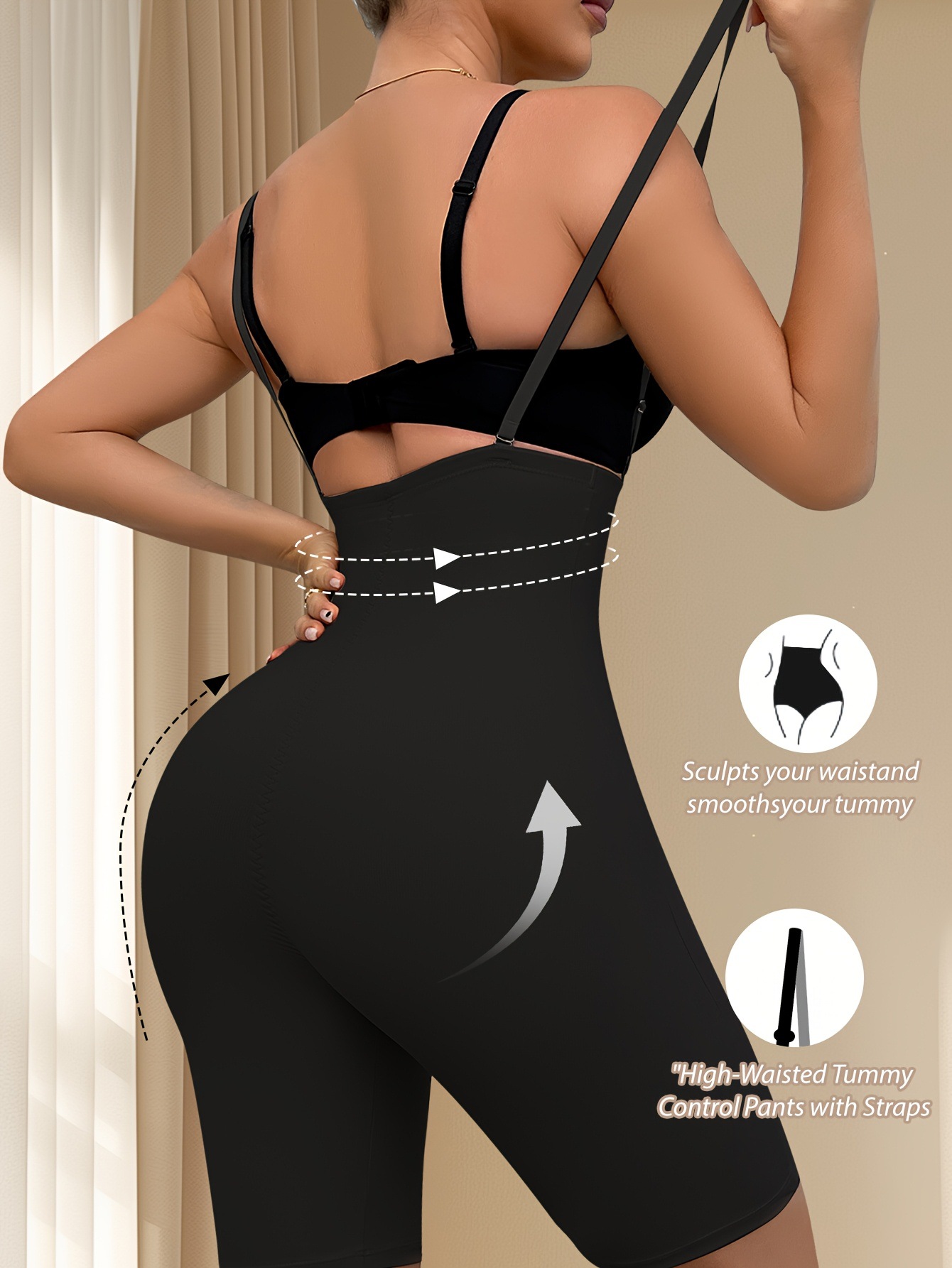 1Pc High-Waist Tummy Control Yoga & Fitness Shorts for