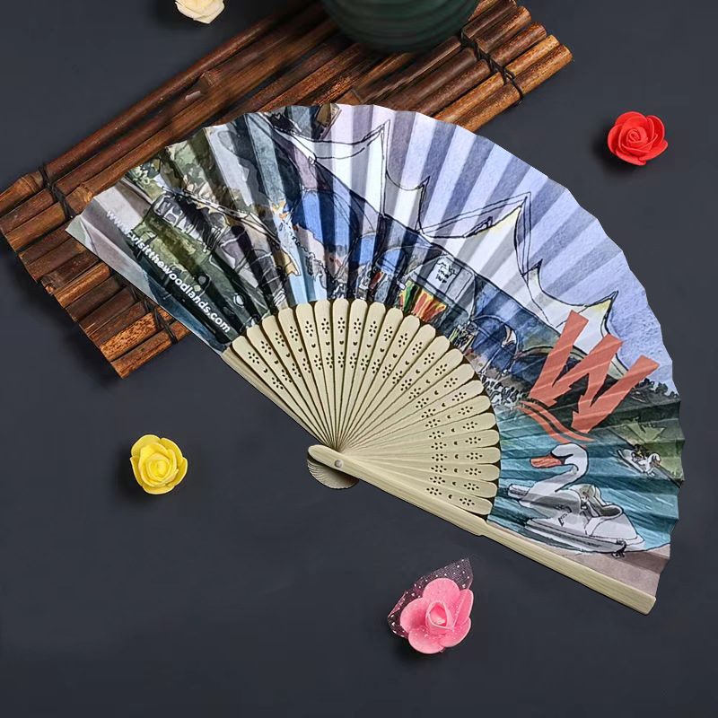 Customized Ancient Style Folding Fan, Dance Fan, Bar Disco Fan, Han Dynasty Fan, Men's and Women's Bamboo Fan, Craft Fan with Logo Printing Wholesale