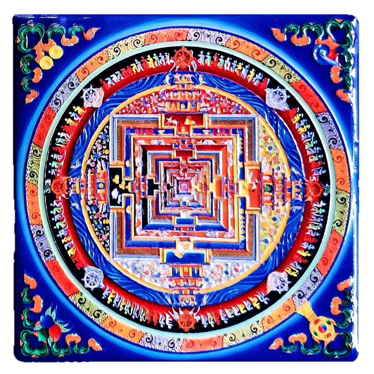 Creative Magnetic Refrigerator Magnet Vajra Mandala Xizang Hand-Painted Thangka Decorative Painting Gift Small Buddha Statue Backlight