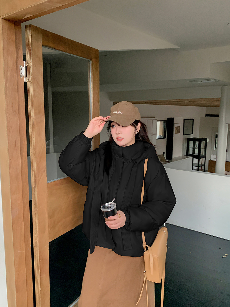 A0090 Xuanchen Plus Size Women's Fat mm Winter Korean Style Short Hooded Loose Thickeneded Bread Jacket-Bfd