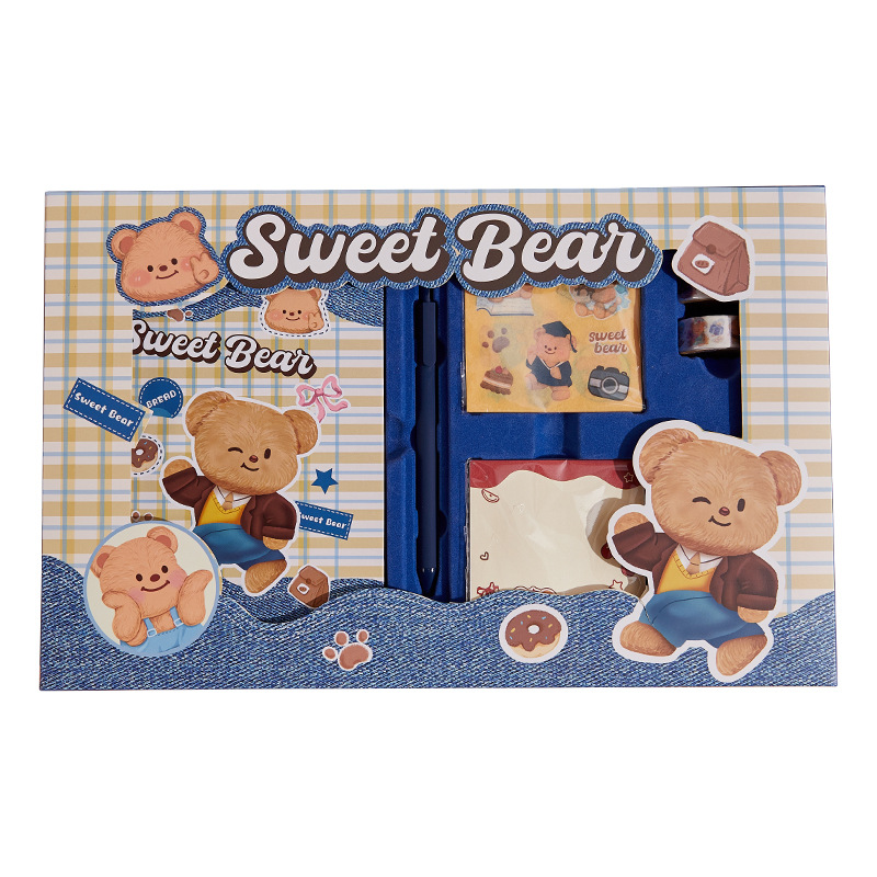 [Back to School Season] Sweetheart Bear Notebook Gift Box Cute Cartoon Student Notebook Notepad Small Notebook