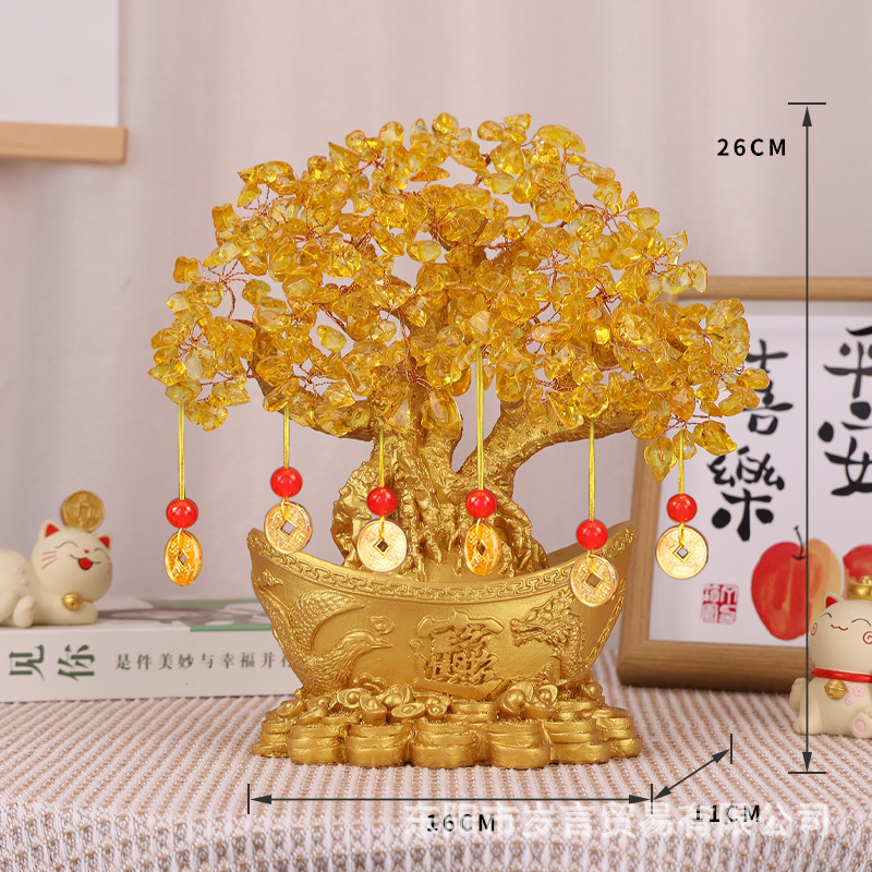 New creative citrine fortune tree ornaments fortune tree cash cow home decoration Craft Gifts Wholesale