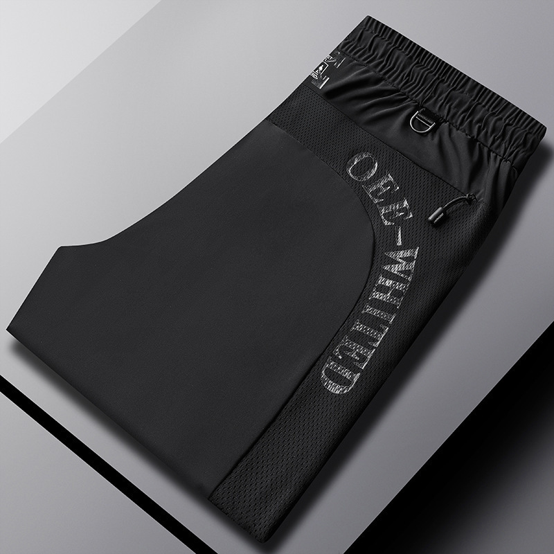 Штаны из льняного шелка повседневные летние тонкие брюки большого размера быстро сохнущие спортивные брюки с карманами на молнии