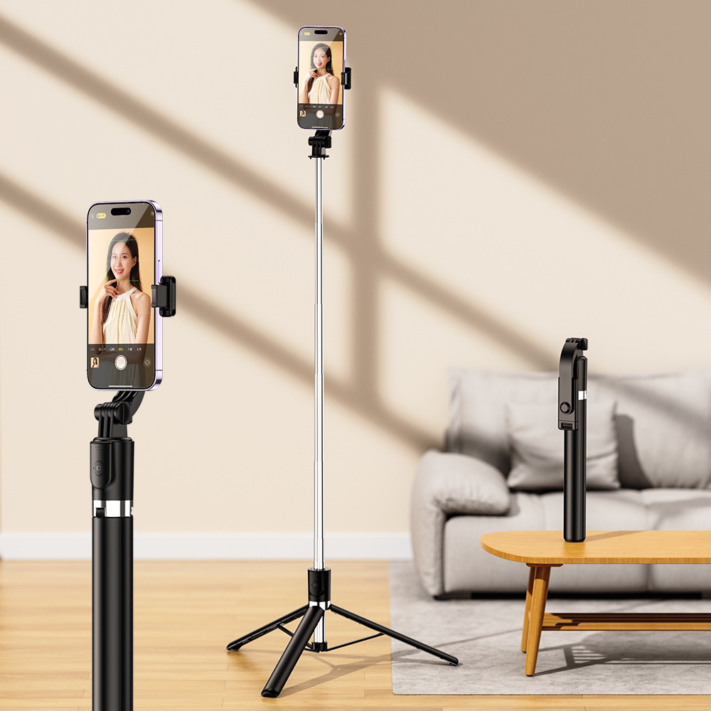 Wholesale Anti-Shake Mobile Phone Selfie Stick Live Broadcast with Beauty Lamp Mini Rotating Floor Stand Bluetooth Smart Camera Stand