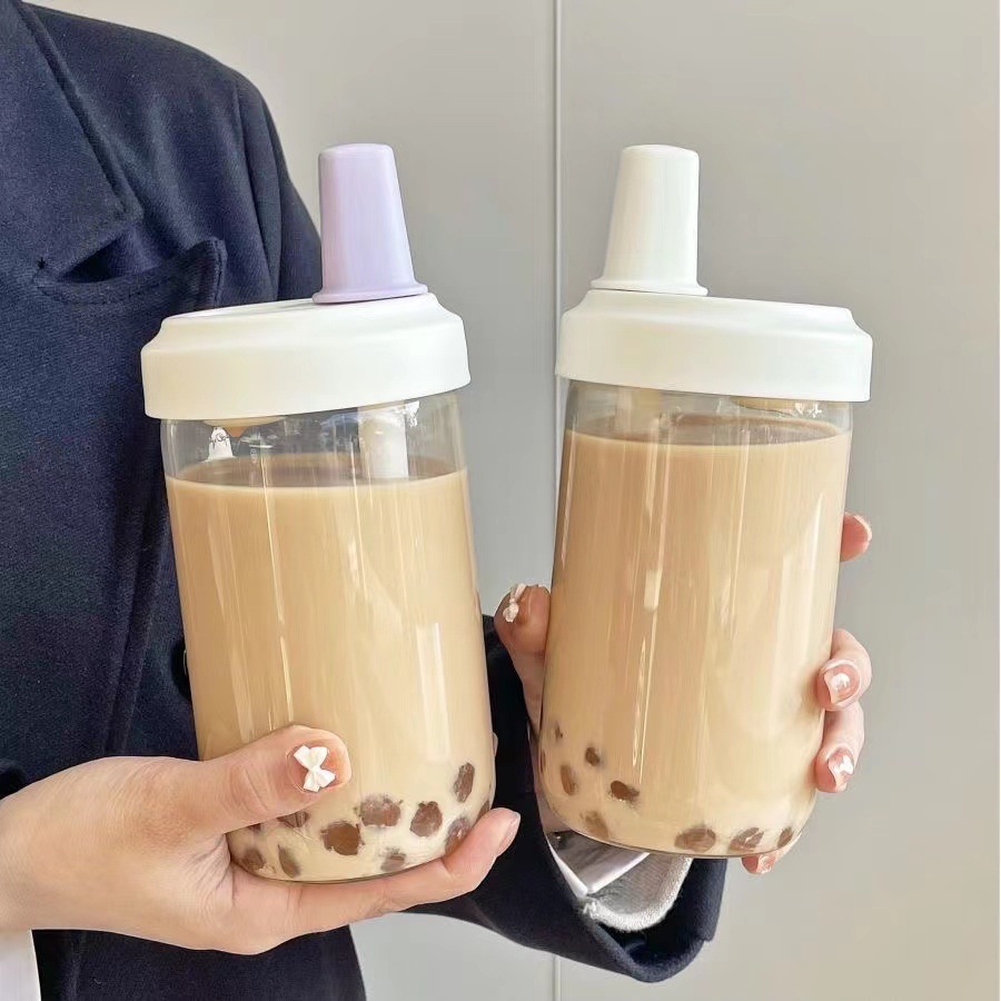 High-Looking, Simple, Large-Capacity, Portable Straw Plastic Cup for Students, Portable Ins-Style Cup, Juice Milk Tea Cup