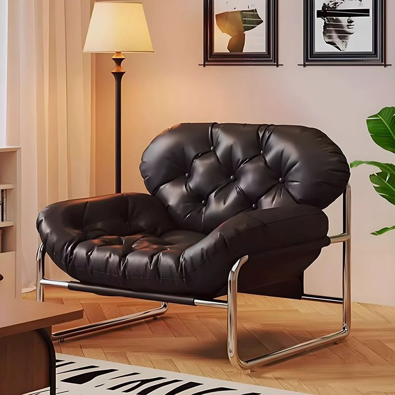 Single Sofa Chair Minimalist Light Luxury Designer Leisure Lounge Chair Cream Lazy Sofa Mid-Century Style Black Chair