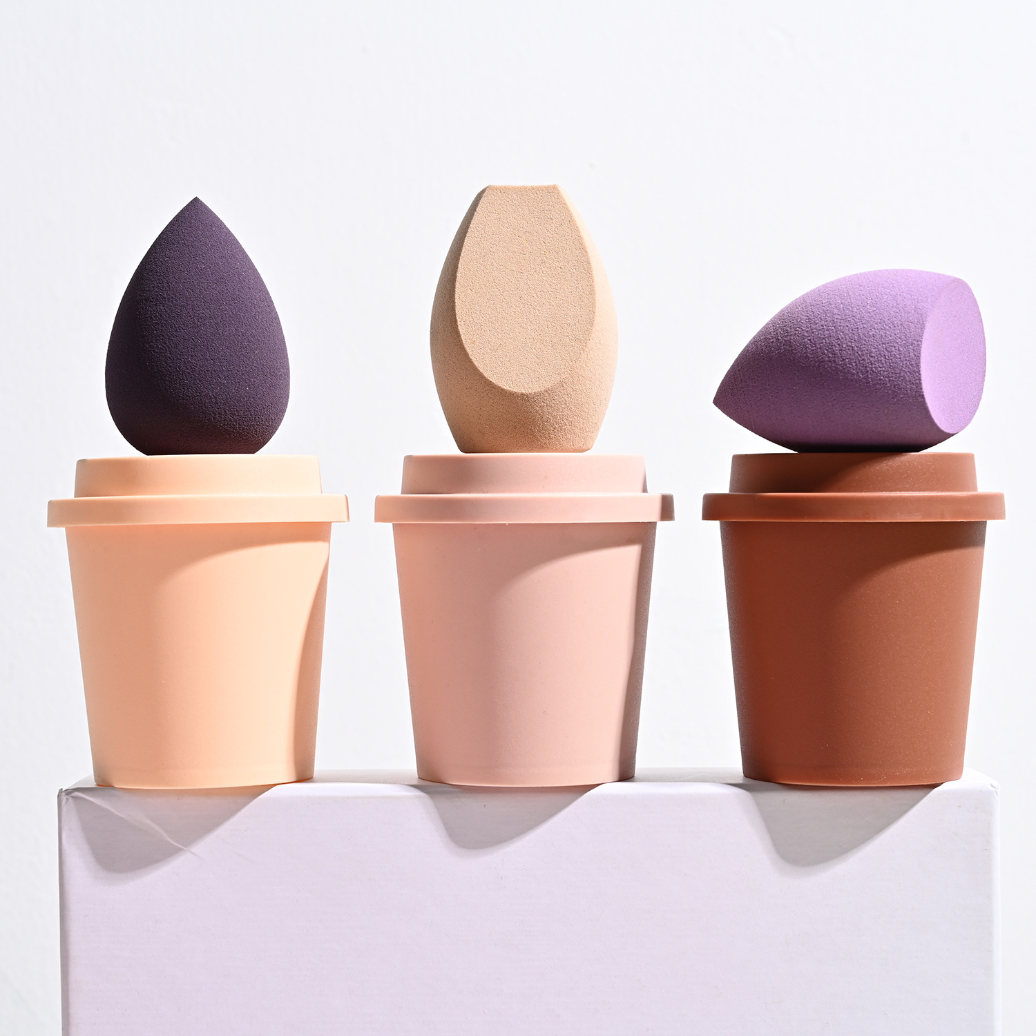 Powder Puff Coffee Cup Beauty Storage Box Air Cushion Beauty Egg Pp Plastic Packaging Box Wholesale 50 Pieces Per Pack Cosmetics