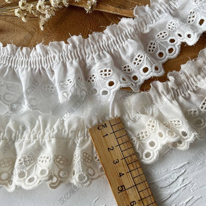 Чистое хлопковое вышитое белое кружево для подола юбки, горловины, манжет, ручная работа