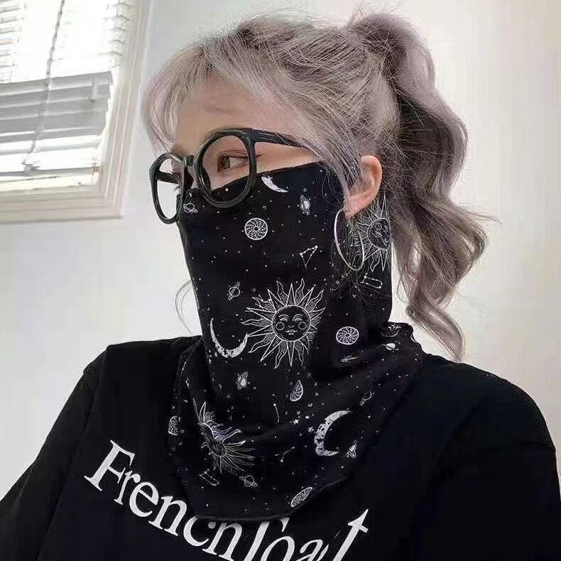 Triangle Towel Sunscreen Face Covering Ice Silk Ear Hanging Mask Sports Neck Protector Breathable Neck Sleeve for Men and Women Spring and Summer Scarf