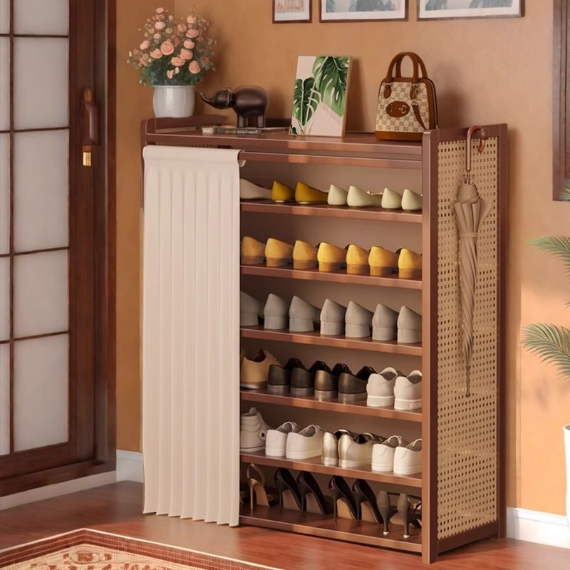 Многоуровневый шкаф для обуви для входа в дом, большой шкаф для обуви для внутреннего коридора, простой бамбуковый новый модель 2025 года