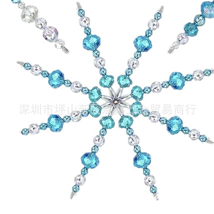 Spot Cross-Border Iron Wire with Beads Snowflake Bending + Welding Christmas Hook Decoration Can Be Produced in Large and Small Sizes