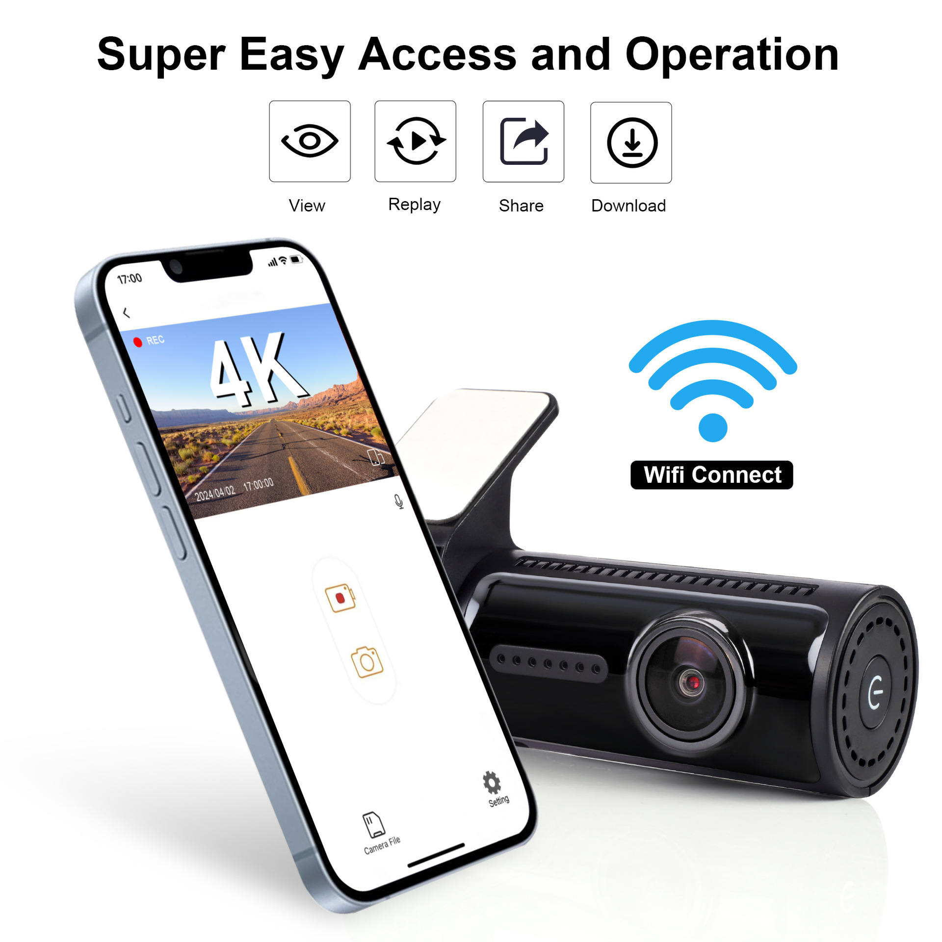Customized Cross-Border 360-Degree Rotating Lipstick Machine 4K Ultra-High Definition Wifi Mobile Phone Interconnection Gps Dual Recording Driving Recorder