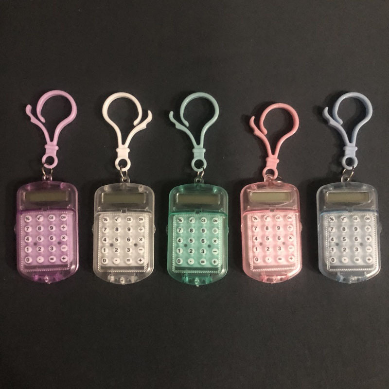 Mini Calculator Transparent Flip Keychain Quiet High Color Value Compact Portable Simple Student Examination Computer