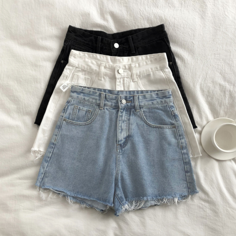Denim Shorts Women's Summer 2021 New Ins Rosen High Waist Slimming Loose Wide Leg Ultra Short A- line Hot Pants Trendy