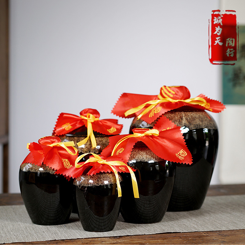 Yixing wholesale ceramic empty wine bottles 1kg 2kg 3kg 5kg 10kg earthenware jars antique wine jars coarse pottery wine jars