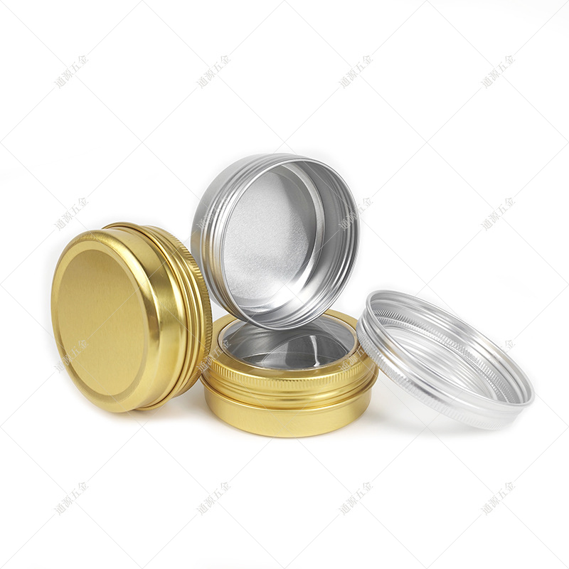 60ml window aluminum box 68*25mm threaded round metal packaging box 60g cream hair wax cosmetic balm aluminum can