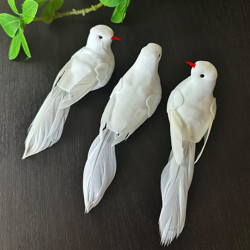 Christmas White Pigeon Simulation Feather Bird Props Gardening Decoration Fake Bird Crafts Cross-border Crafts Ornaments