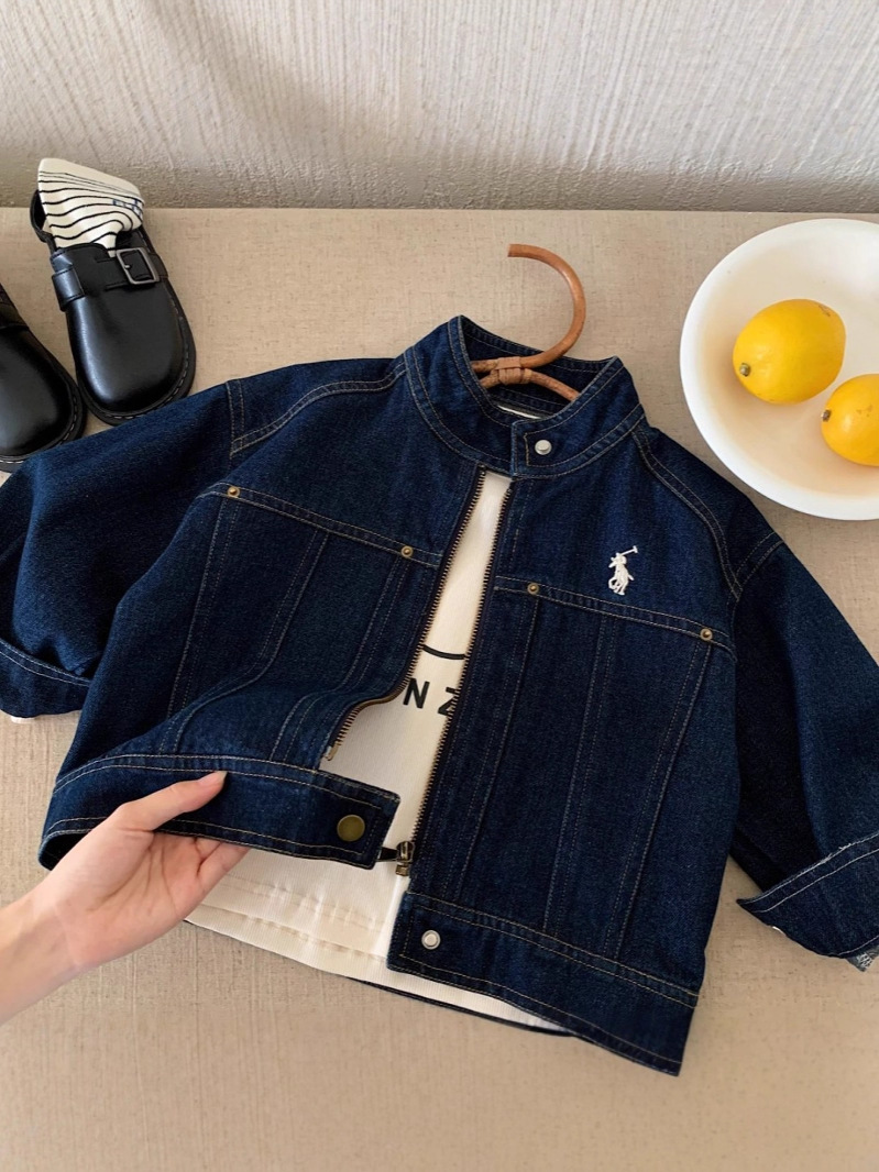 Children's Jacket 2025 Autumn New Children's Clothing Boys and Girls Patchwork Embroidery Solid Color Jacket Loose Denim Jacket