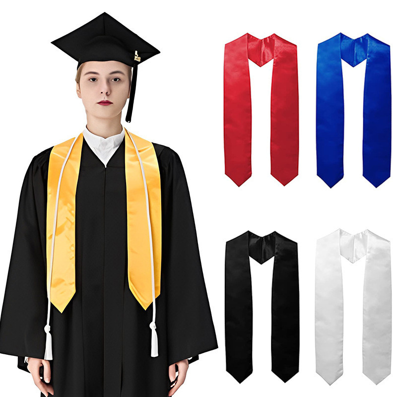 Cross-Border European and American University Graduation Season Ribbon Etiquette Shoulder Strap Solid Color Graduation Etiquette Ribbon Honor Award Satin Shawl