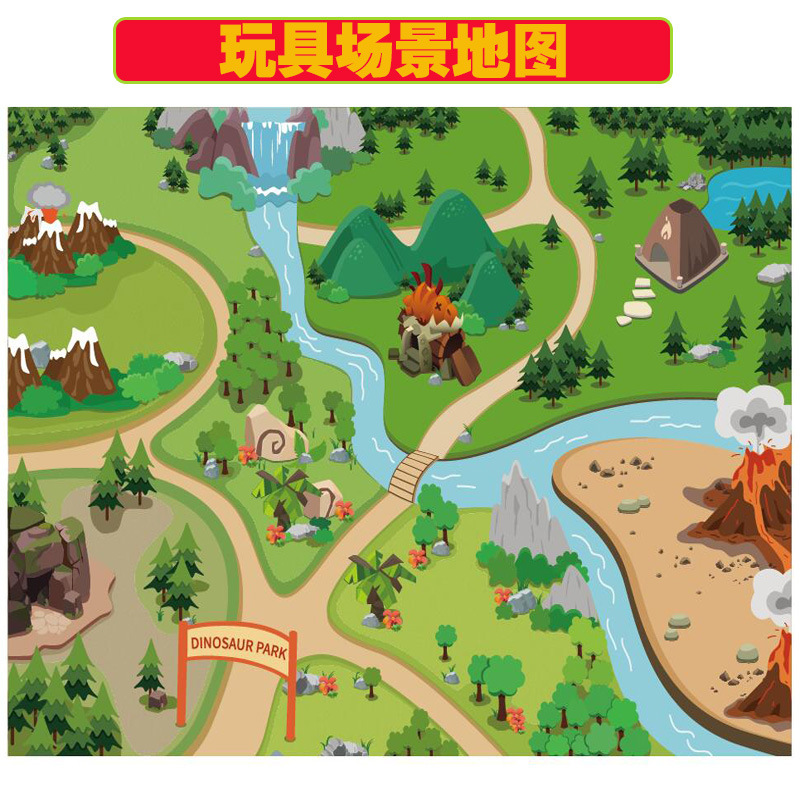 Cross-Border Amazon Toy Car Scene Map Dinosaur Animal City Traffic Parking Lot Non-Woven Game Mat