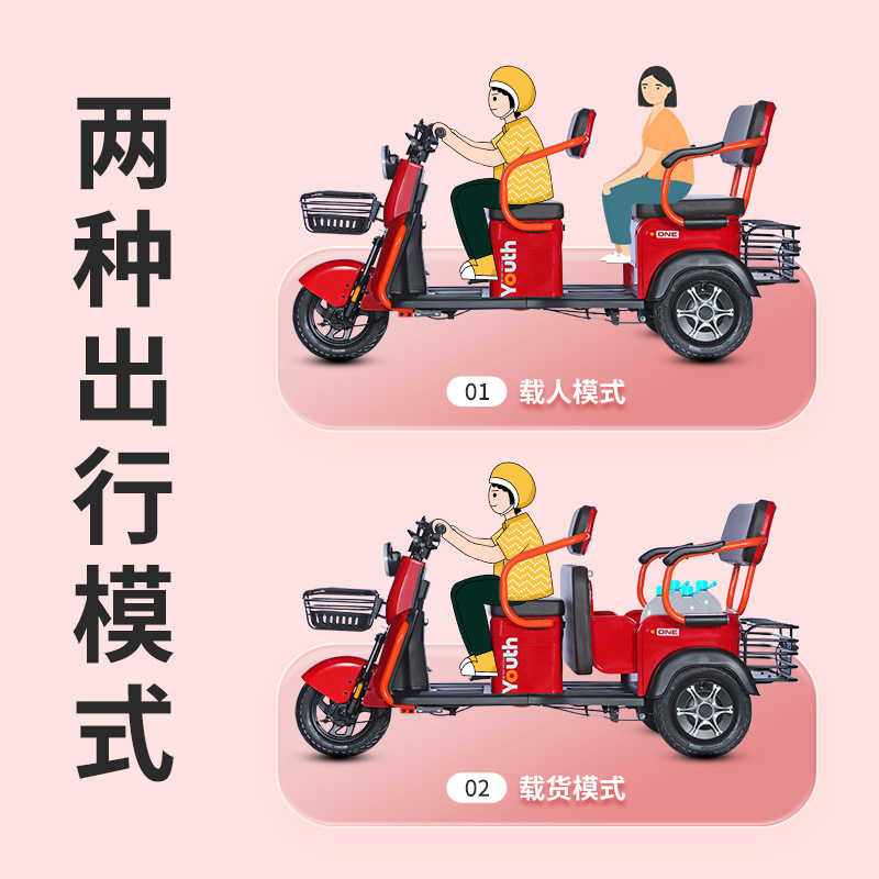 Wholesale Factory Direct Supply of New National Standard Electric Tricycle, Elderly Scooter, Passenger and Cargo Dual-Use Mother's Car to Pick up and Drop Off Children