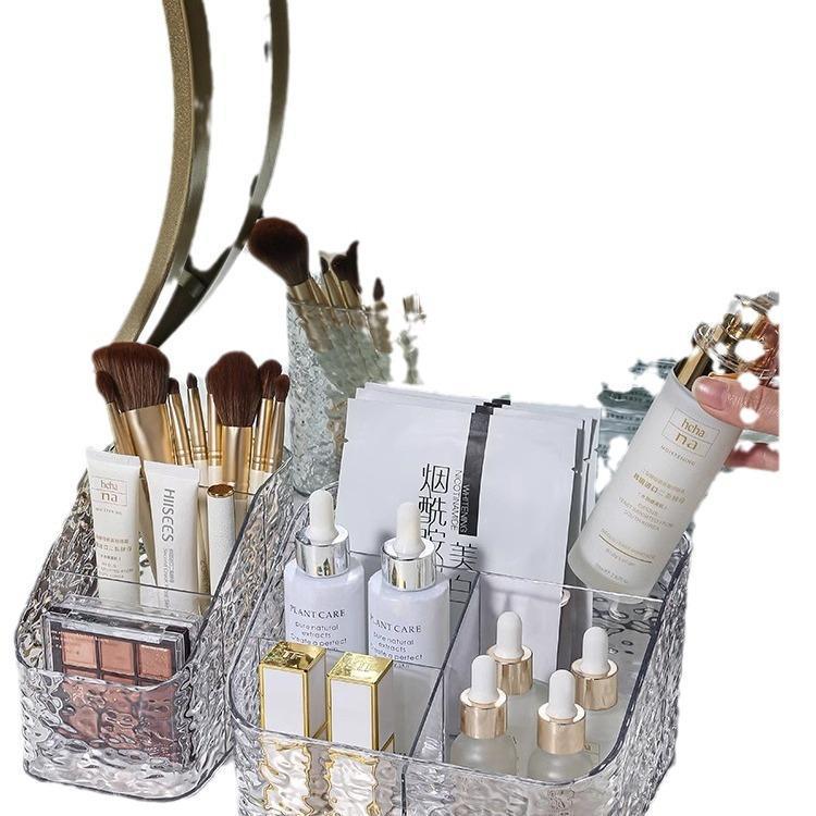 Light Luxury Cosmetic Storage Box Desktop Dressing Table Lipstick Skin Care Products Water Ripple Acrylic Large Capacity Storage Rack
