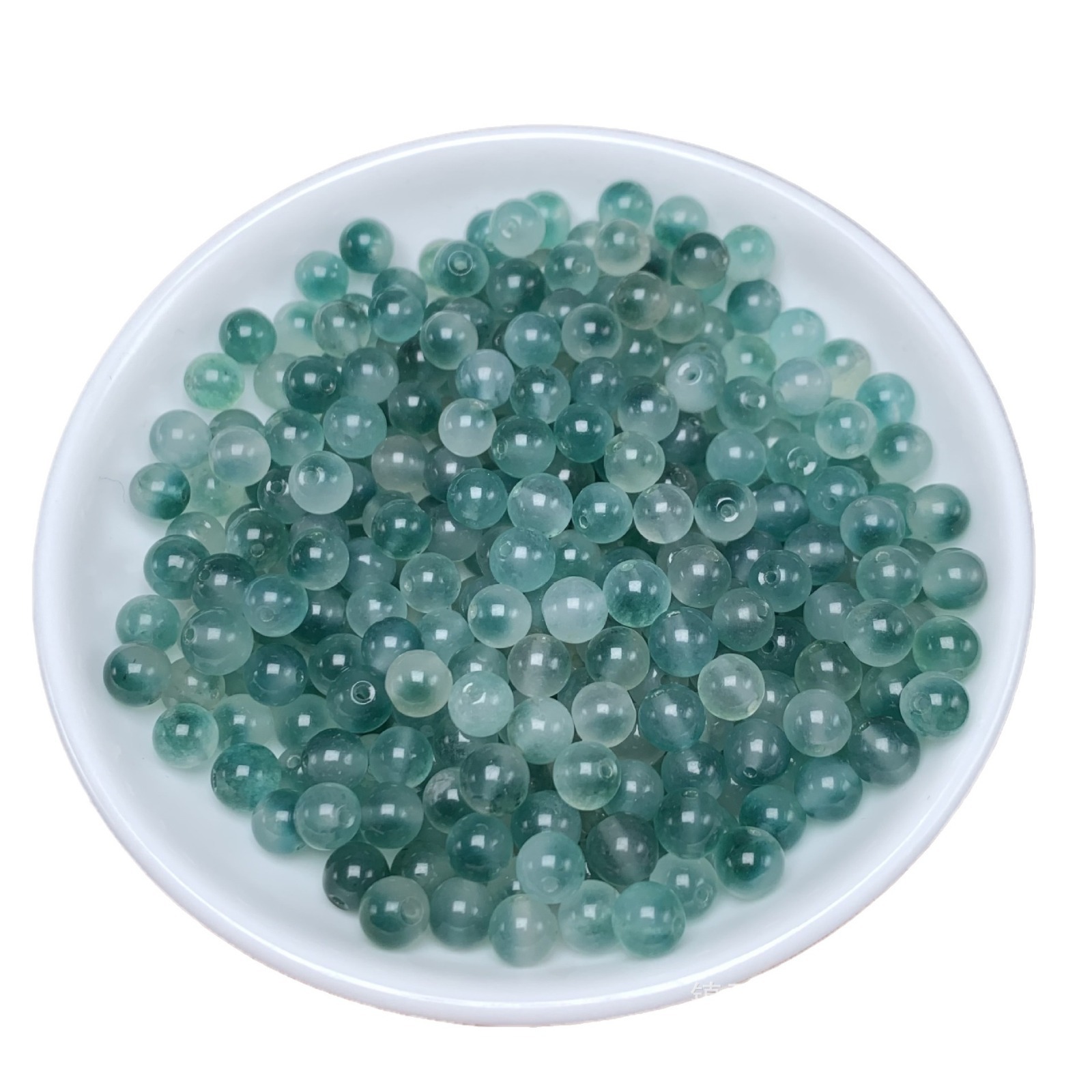 Gao Bing Jade floating flower round beads bracelet wholesale diy chalcedony jade jewelry bracelet necklace loose beads jade beads spacer beads