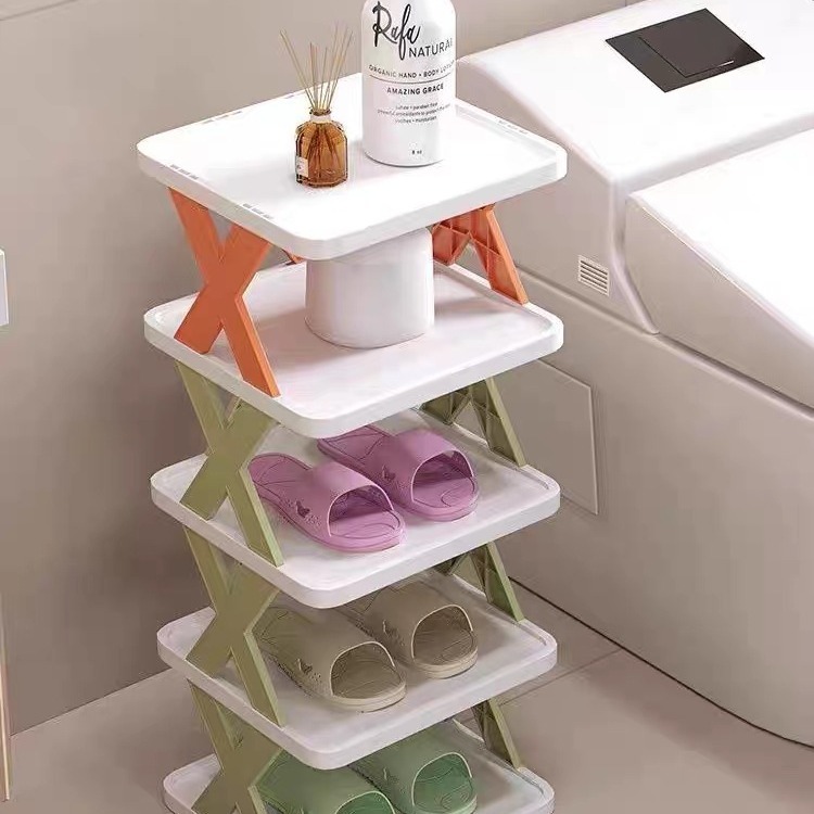 Simple Shoe Rack Household Storage Shoe Rack Multi-Functional Creative Plastic Multi-Layer Dormitory Small Shoe Cabinet Shoe Storage Rack