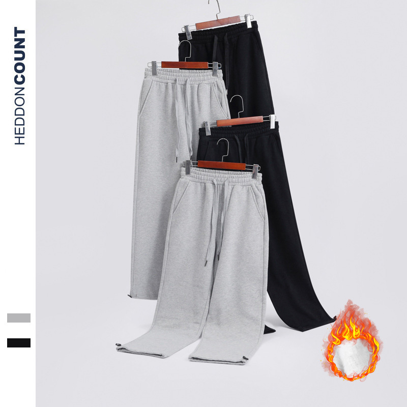 Мужские брюки с флисом Dengjue, осень 2025, 350 г, свободные, с завязками