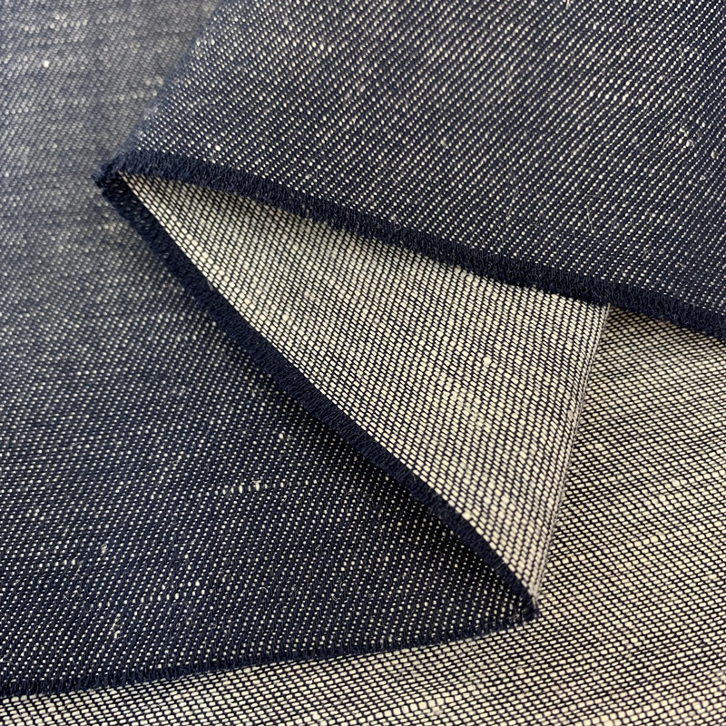 Linen Cotton Twill Imitation Denim Interwoven Fabric Spring and Summer Jacket Suit Cotton and Linen Clothing Fabric Linen Yarn-dyed Fabric
