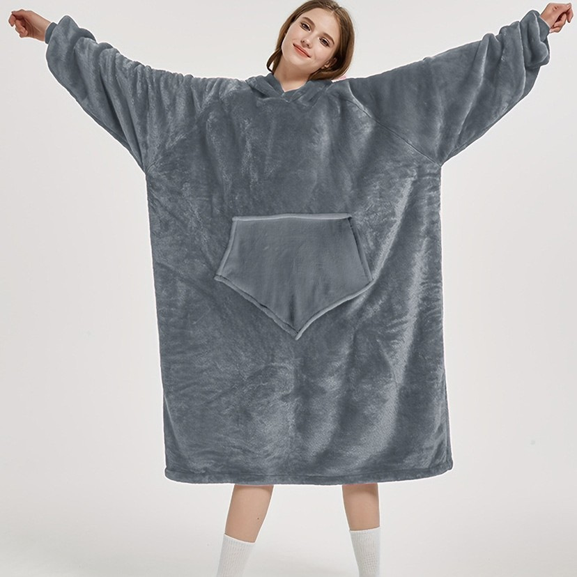 Новый стиль ленивых пижам-пуловеров для женщин, теплый фланелевый капюшон, одежда в стиле объятия, длинный стиль