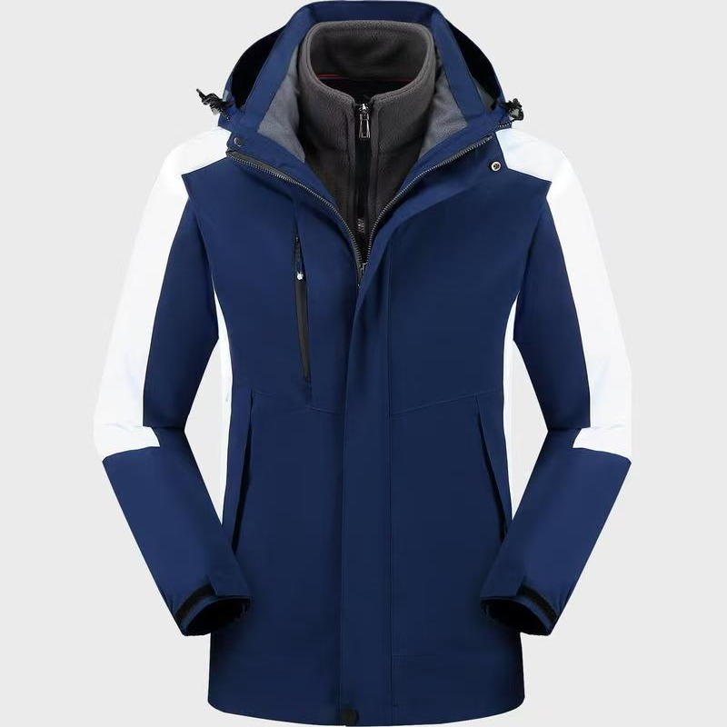 Three-In-One Custom Winter Outdoor Water-Repellent Detachable Thickened Jacket Workwear with Embroidered Logo