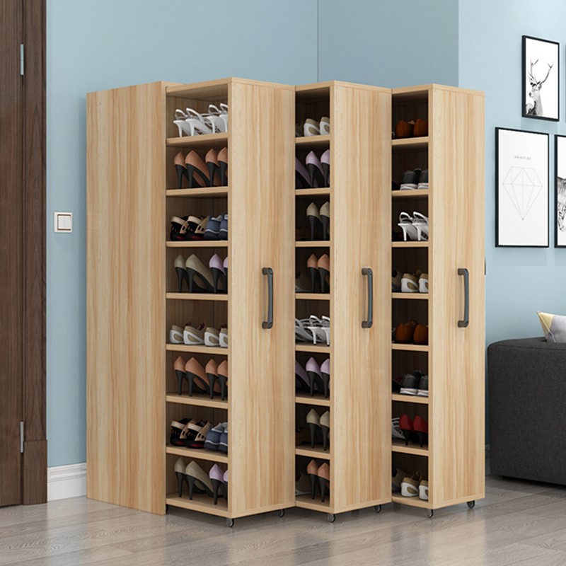 Push-pull Dustproof Shoe Cabinet Household Doorway Large Capacity Gap Shoe Rack with Wheels Slot Drawer-type Movable Side-pull Cabinet