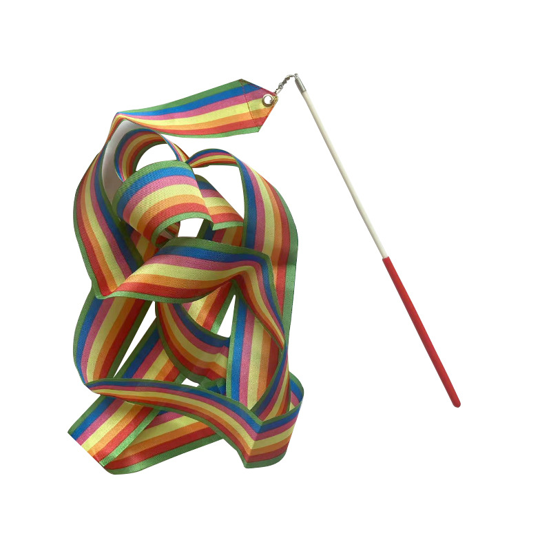 Wholesale Custom-Made Artistic Gymnastics Dance Streamers Kindergarten Colorful Streamers Rainbow Ribbons Children's Dance Streamers