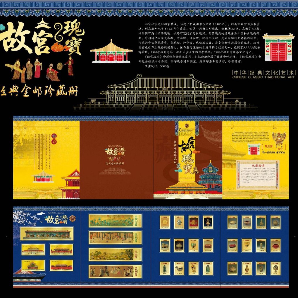 Новые памятные золотые фольгированные марки из Запретного города, подарки