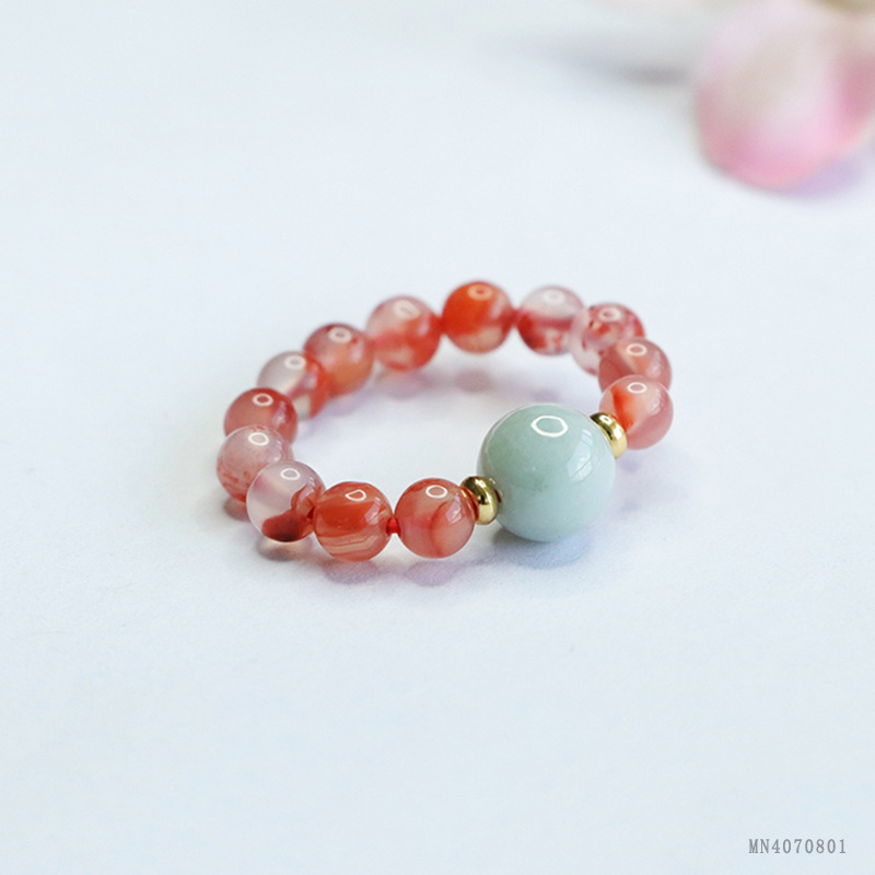 Yubing floating south red agate ring natural jade bead ring new Chinese wholesale generation MN4070801