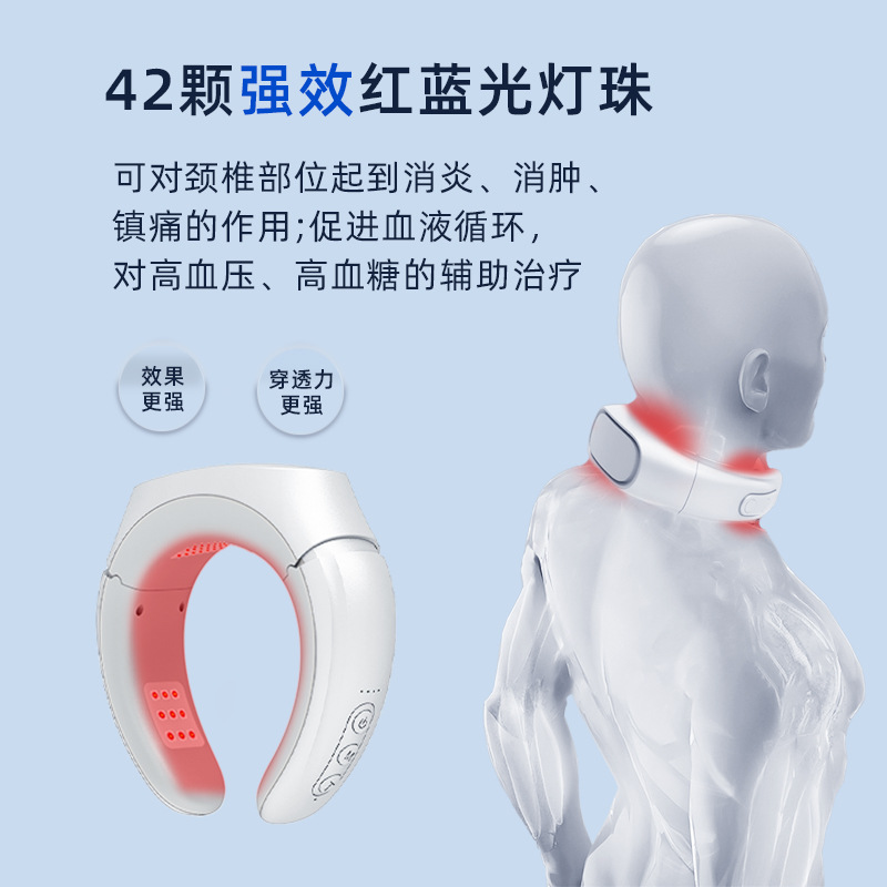 Neck Red and Blue Light Therapy Device, Red Light Massager, Phototherapy, Light Moxibustion Device, Anti-Inflammatory, Analgesic, Promotes Blood Circulation, Acne