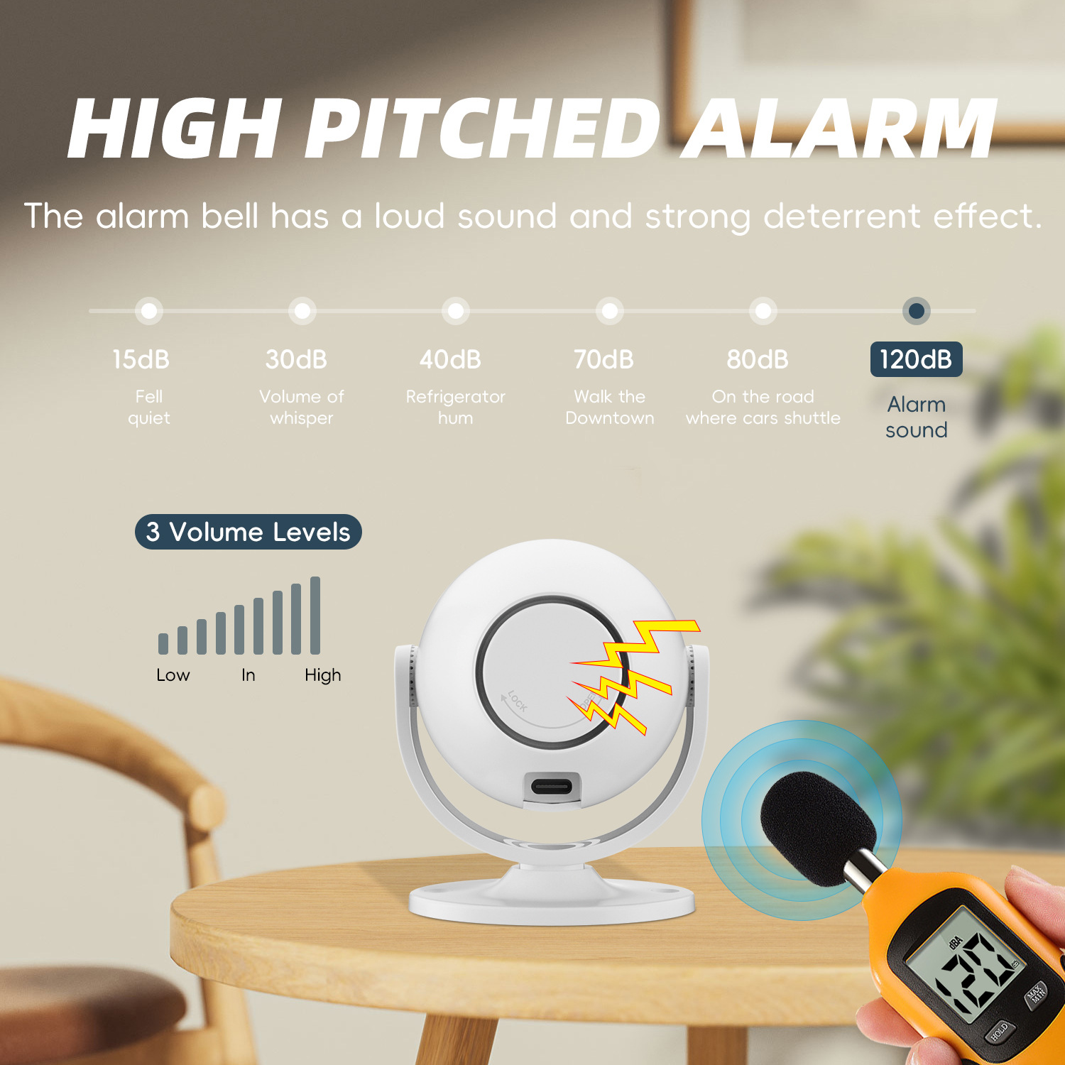 New Pir Motion Alarm Home Anti-Theft 360 Degree Rotation Adjustable Volume Sound and Light Alarm Anti-Intrusion