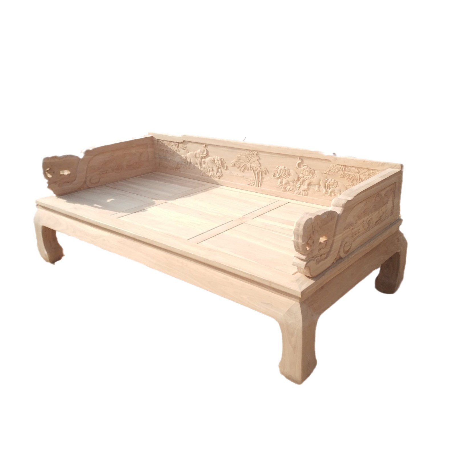 New Chinese Luohan Bed Solid Wood Zen Simple Antique Living Room Small Apartment Sofa White Stubble White Embryo Factory Wholesale