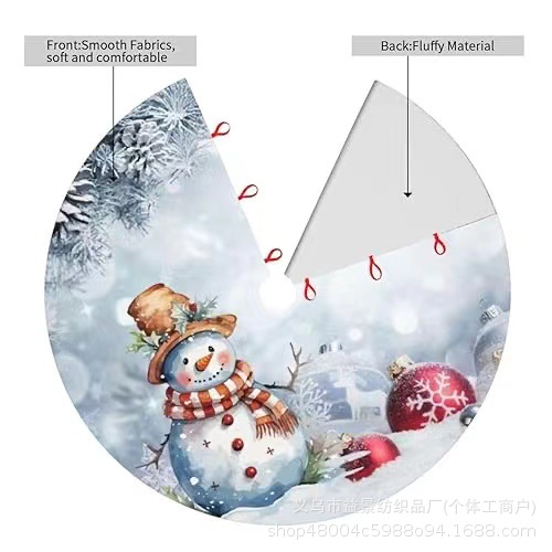 Merry Christmas Winter Snowman Snowflake Blue 36inch Christmas Overseas Purchase Tree Skirt Round Winter Snow For