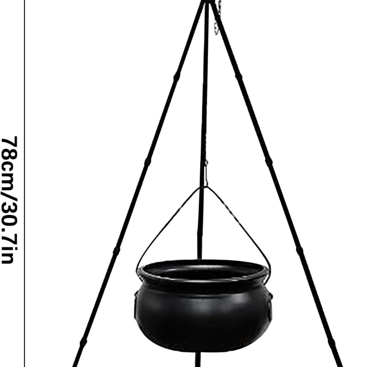 Large Witches Cauldron on Tripod Witch Cauldron on Tripod with Lamp Decoration