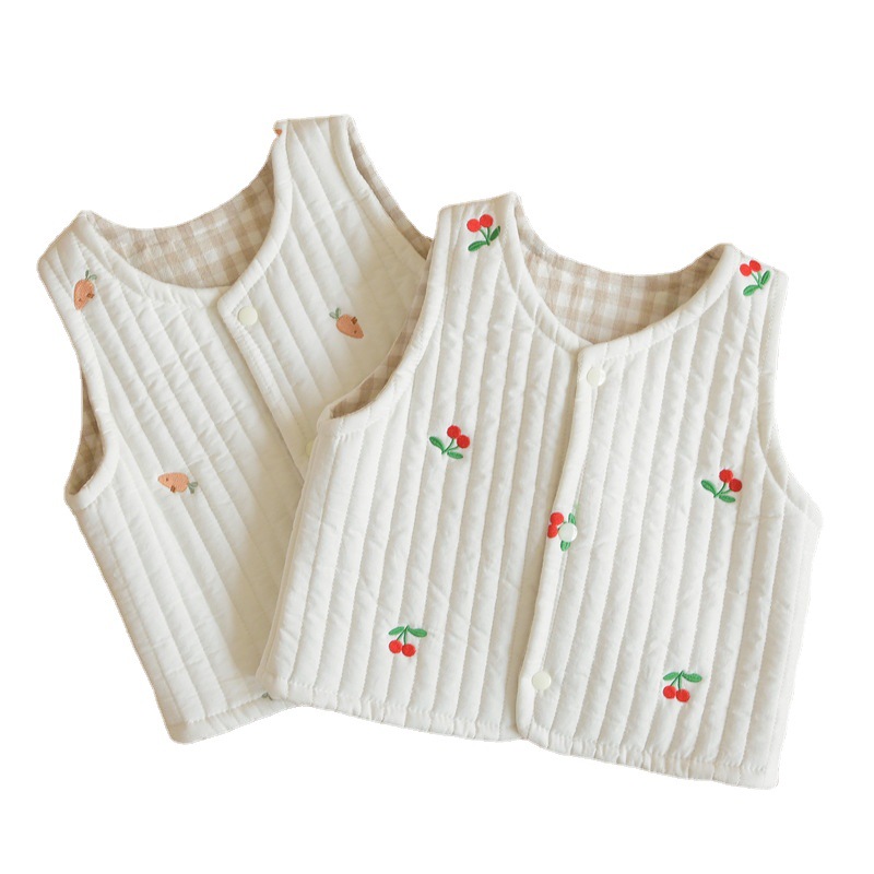 Class A Clearance Spring Autumn Winter Baby Thickened Quilted Cotton Double-Sided Vest Small Vest Baby Not Hooded Boy