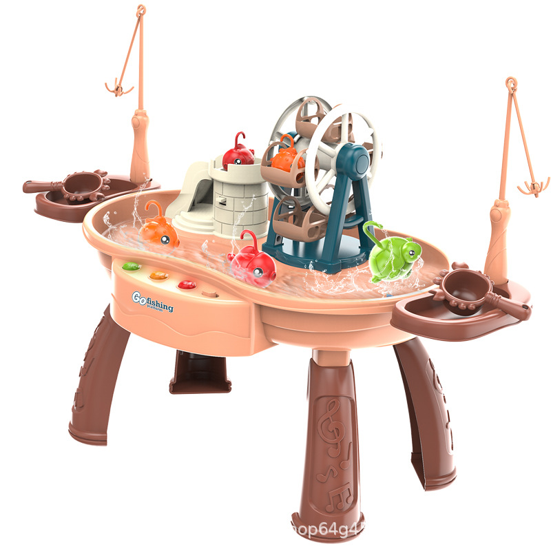 Cross-Border Hot Selling Kidsren's Fishing Toys Water Electric Rotating Music Early Education Function Fishing Pool Family Interaction
