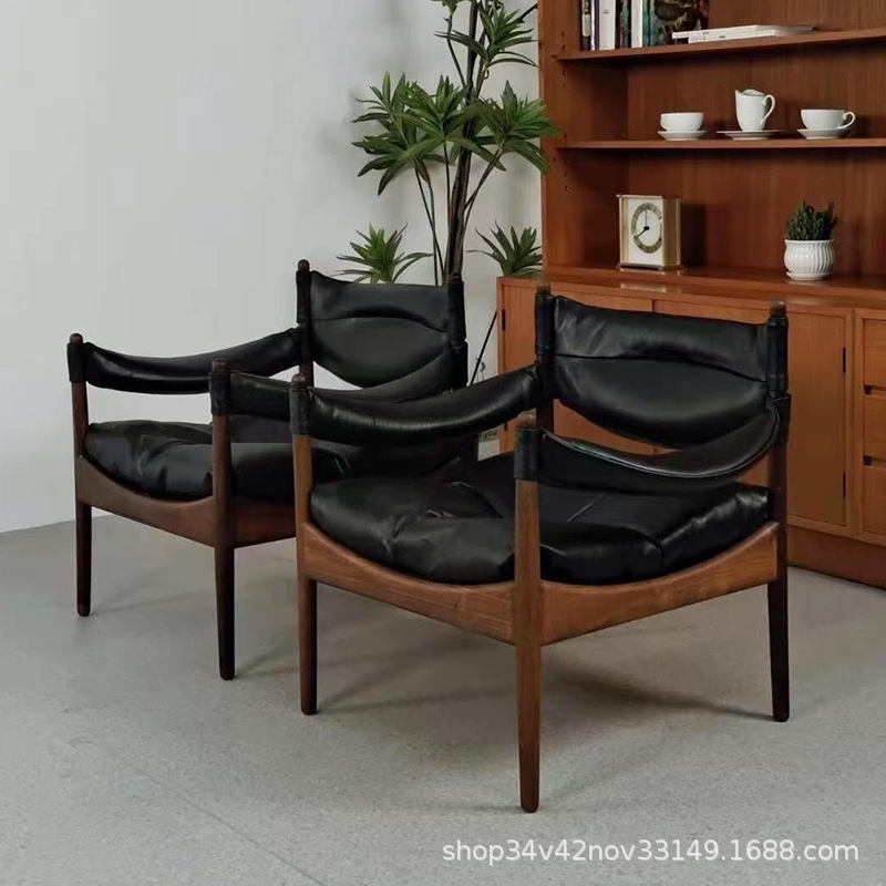 Nordic Single Sofa Chair Danish Hunting Chair Mid-Century Style Living Room Solid Wood Leisure Chair Designer Sofa Single Chair