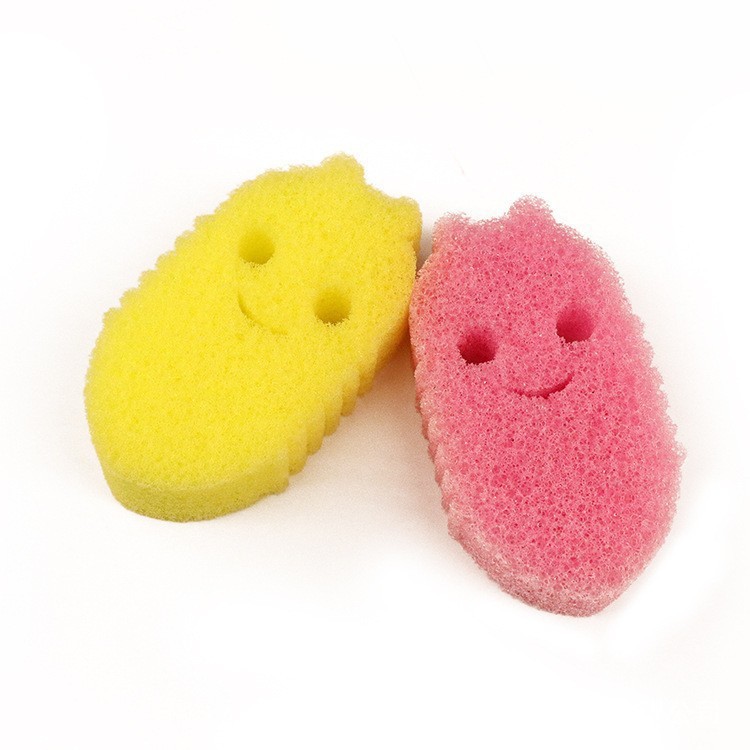 Creative Cartoon Special-Shaped Smiling Face Temperature-Sensitive Sponge Wipe, Kitchen Cleaning Sponge, Can Be Made into Cute Animal Shapes